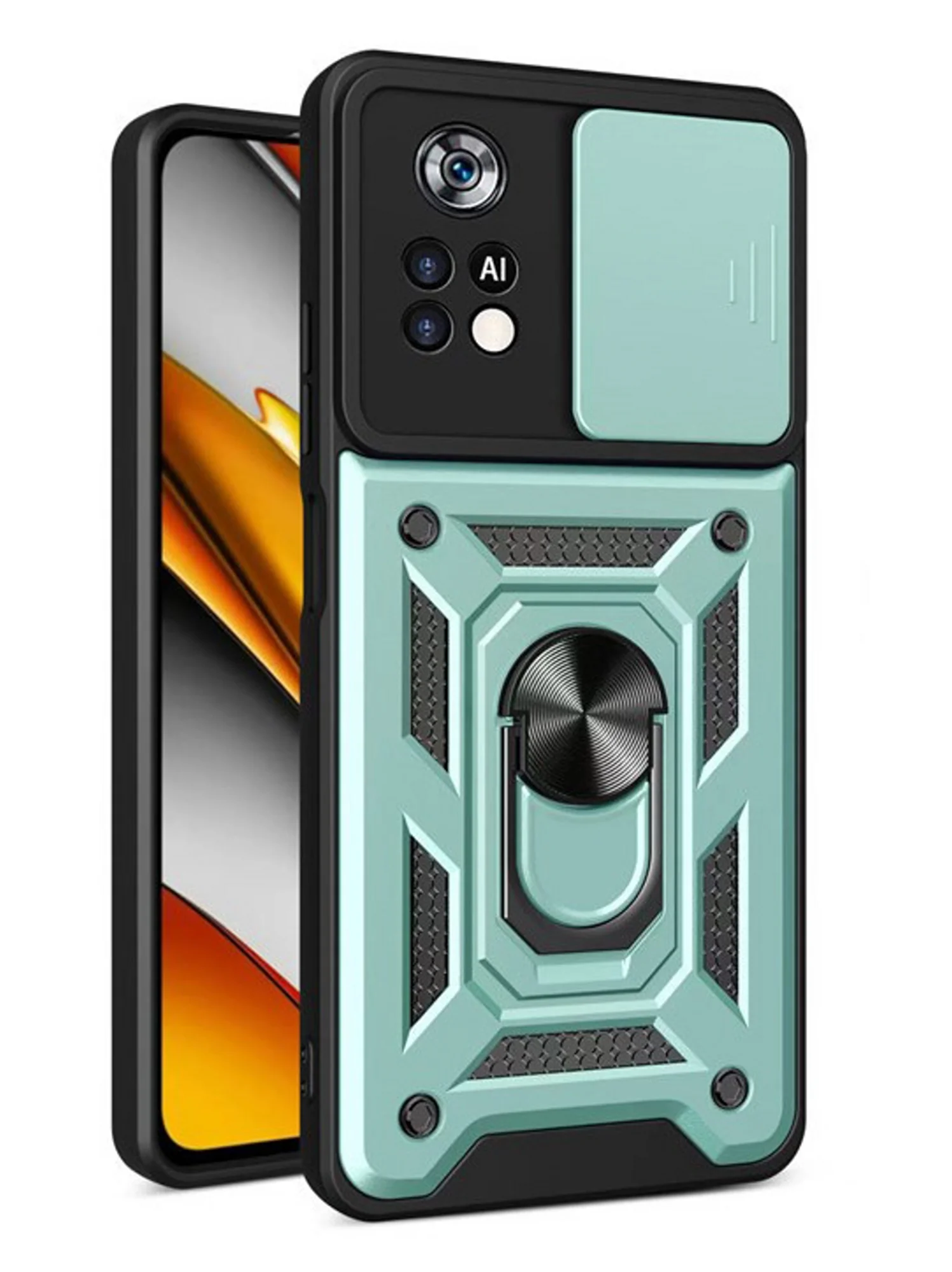 Зеленый чехол противоударный armors для Xiaomi Poco M4 Pro 4G / Поко М4 Про 4G с защитой камеры