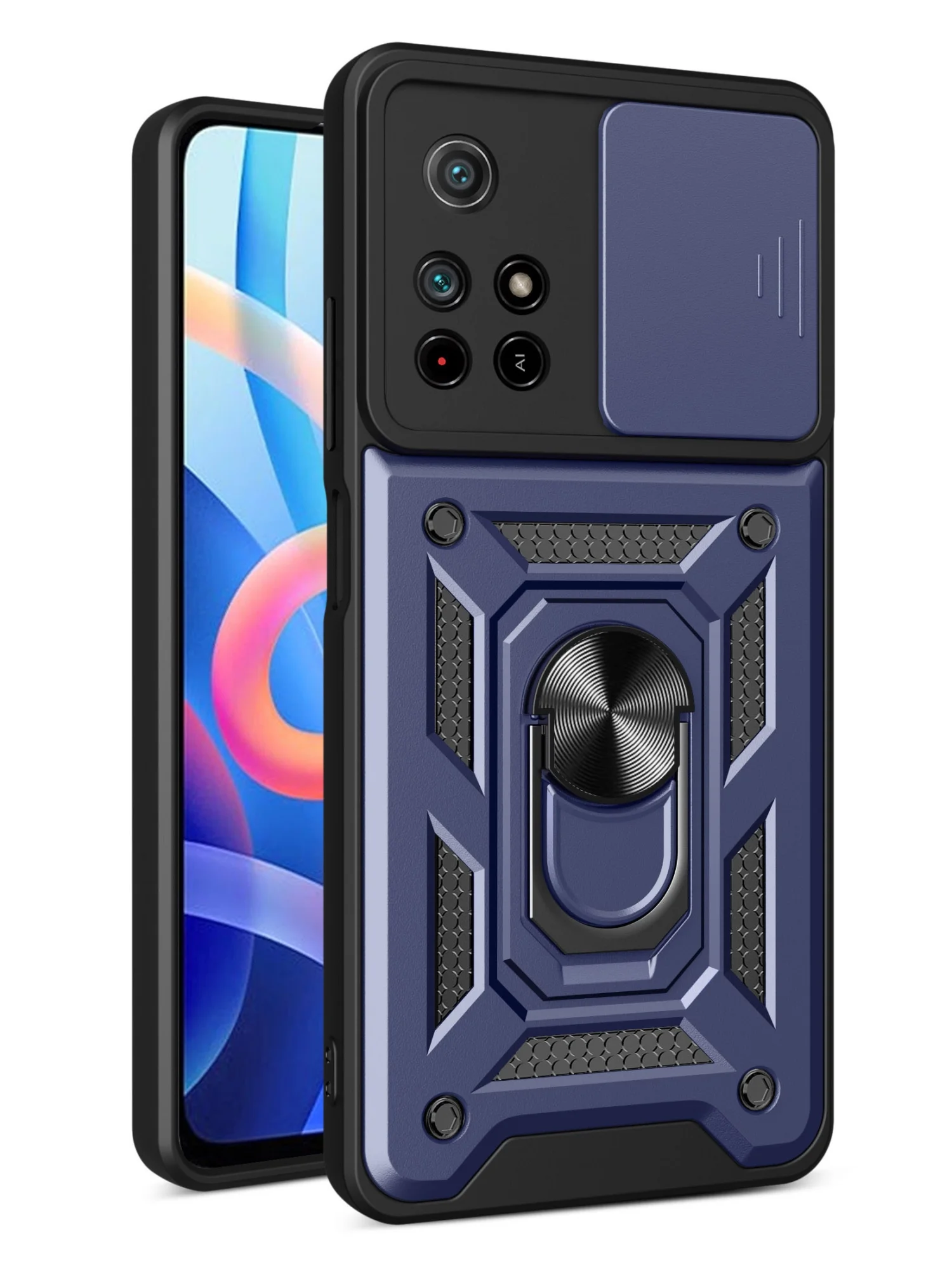 Темно-синий чехол противоударный armors для Xiaomi Poco M4 Pro 5G и Redmi Note 11S 5G