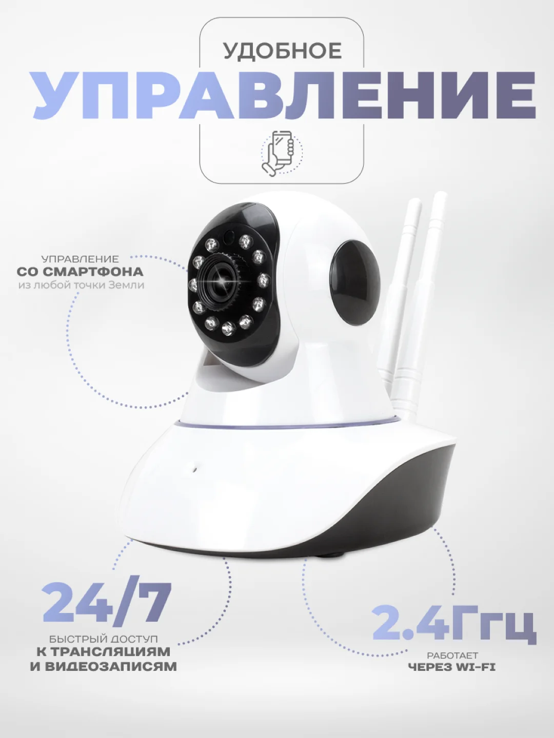 Поворотная Wi-Fi камера 2Мп Ps-Link G90C для помещения с микрофоном и динамиком