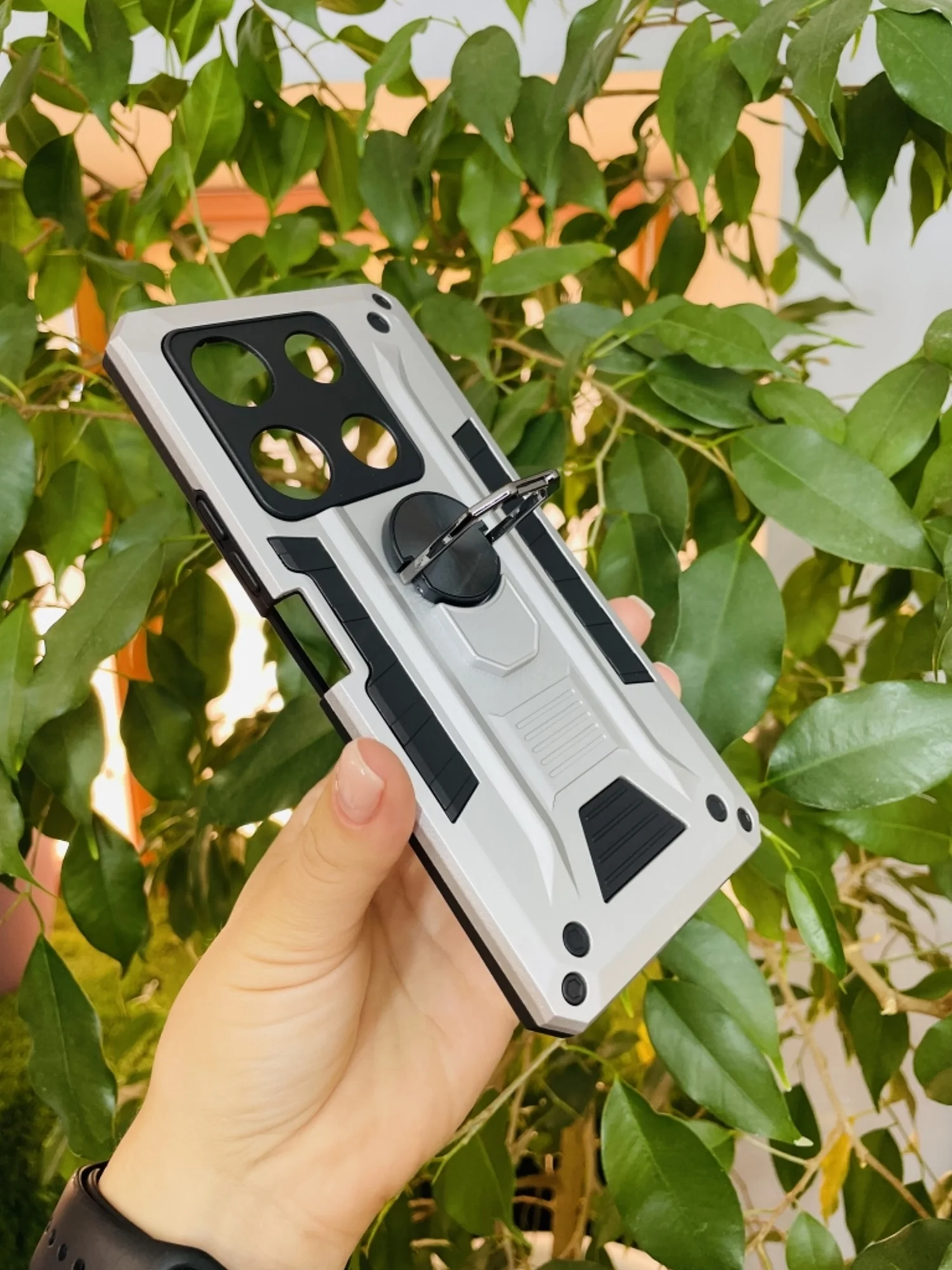 Серебряный чехол противоударный military для Infinix Note 30 Pro / Инфиникс Ноте 30 Про