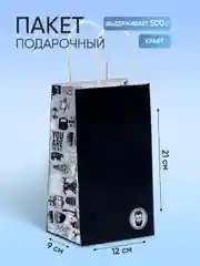 Пакет подарочный крафтовый, упаковка, "Крутой"