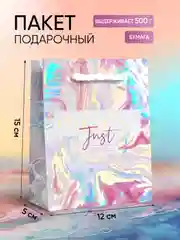Пакет подарочный голографический, упаковка, "Present"