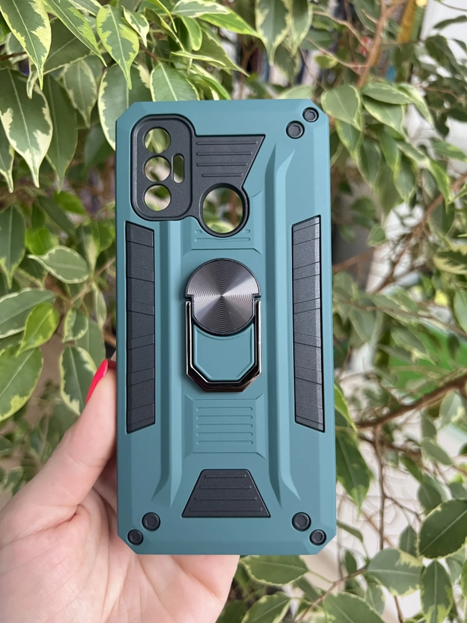Тёмно-зелёный чехол противоударный military для Tecno Spark 7 / Техно Спарк 7
