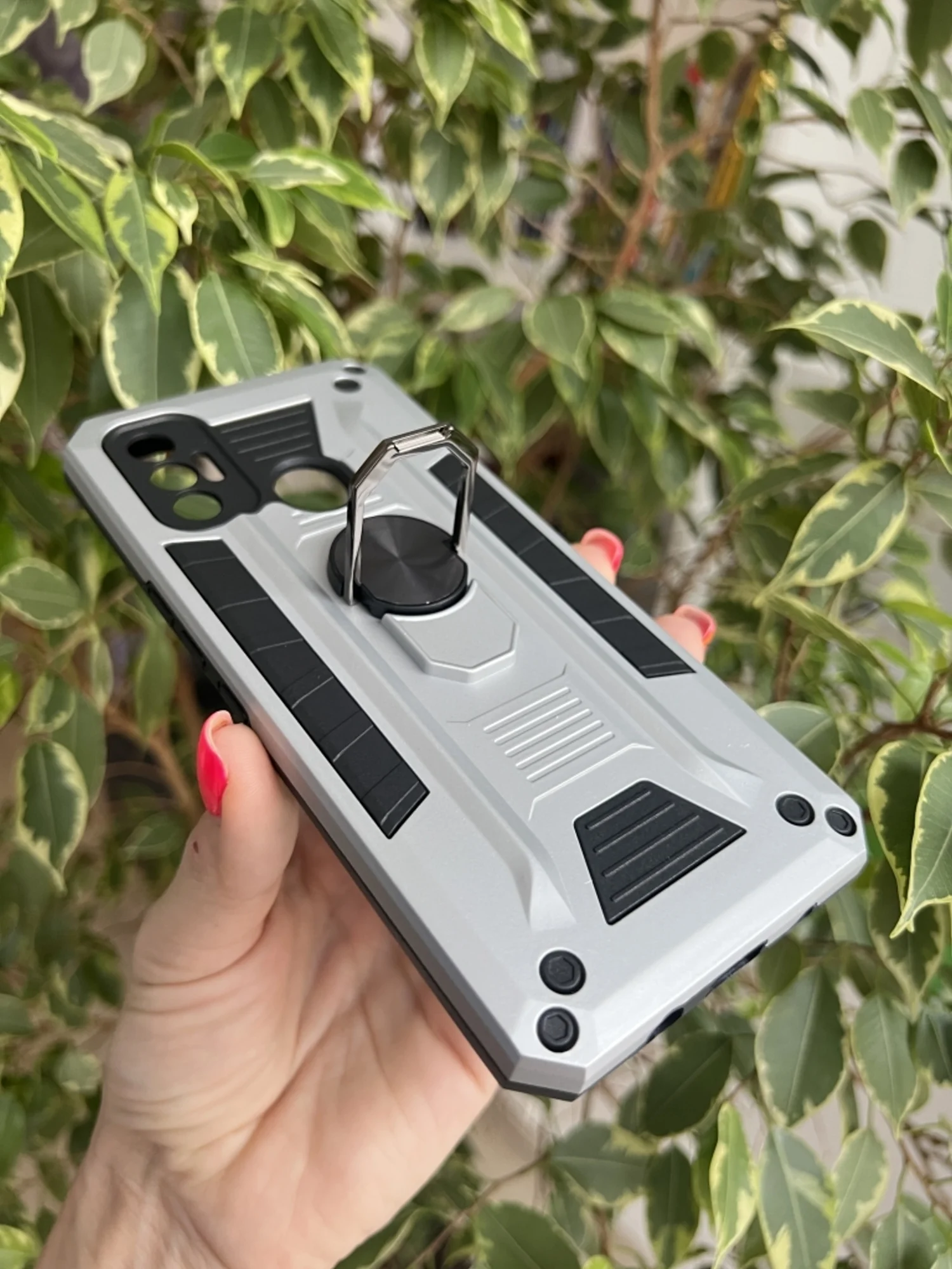 Серебряный чехол противоударный military для Tecno Spark 7 / Техно Спарк 7