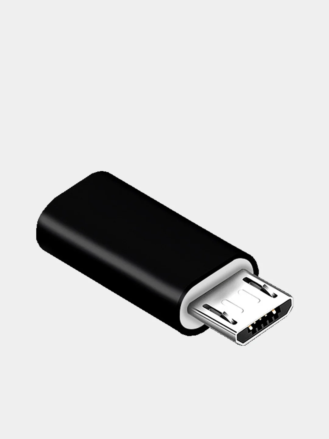 Черный адаптер переходник USB Type C на micro USB