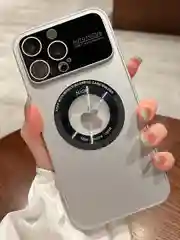 Серебряный чехол на iPhone 11/12/13/14/Pro Max, Айфон Про Макс, магнитный поликарбонат, MagSafe