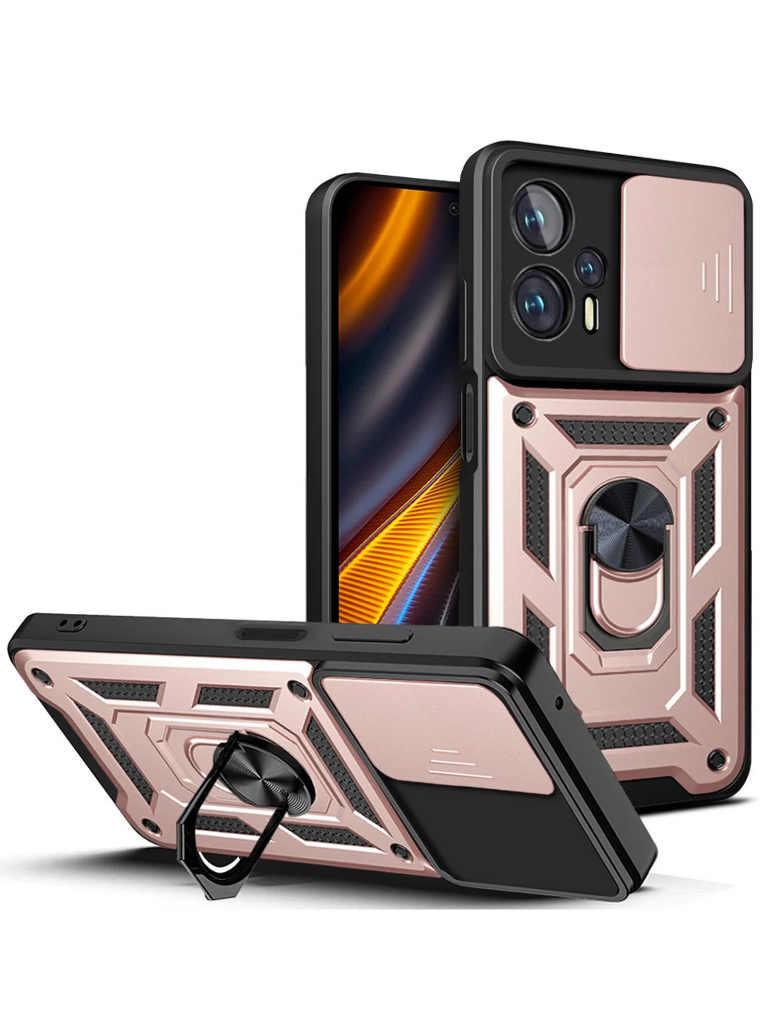 Розовый чехол противоударный armors для Xiaomi Poco X4 GT / Поко Х4 ГТ с защитой камеры
