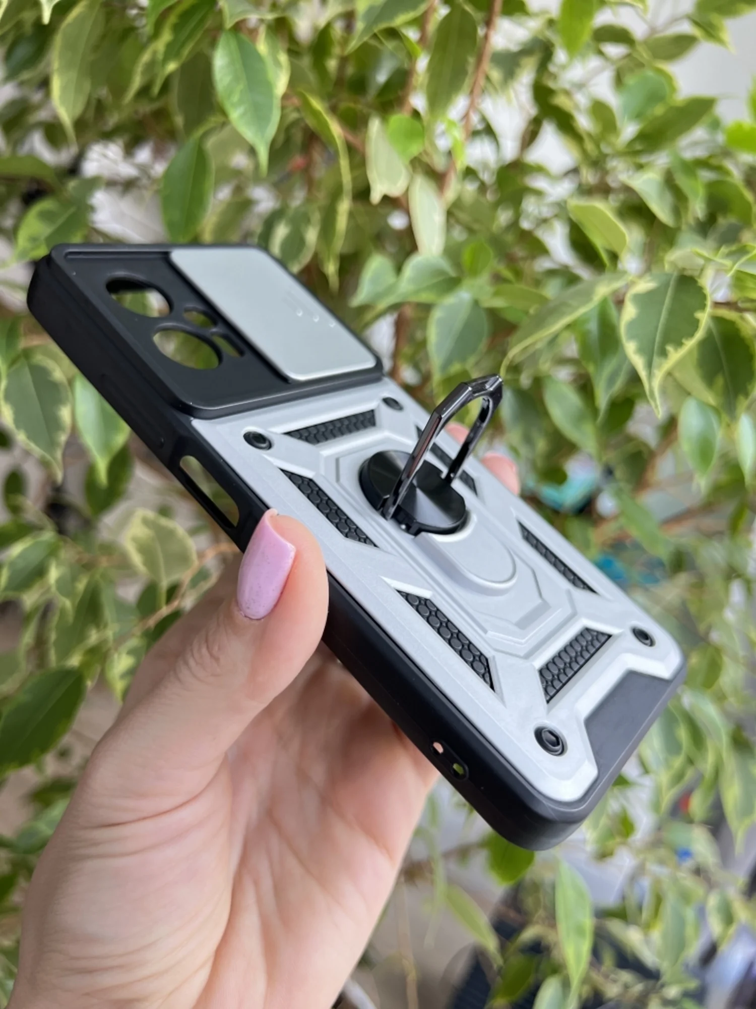 Серебряный чехол противоударный armors для Xiaomi Poco X4 GT / Поко Х4 ГТ с защитой камеры