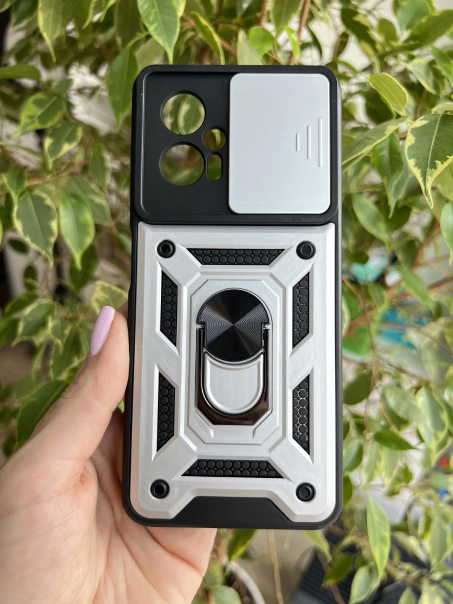 Серебряный чехол противоударный armors для Xiaomi Poco X4 GT / Поко Х4 ГТ с защитой камеры