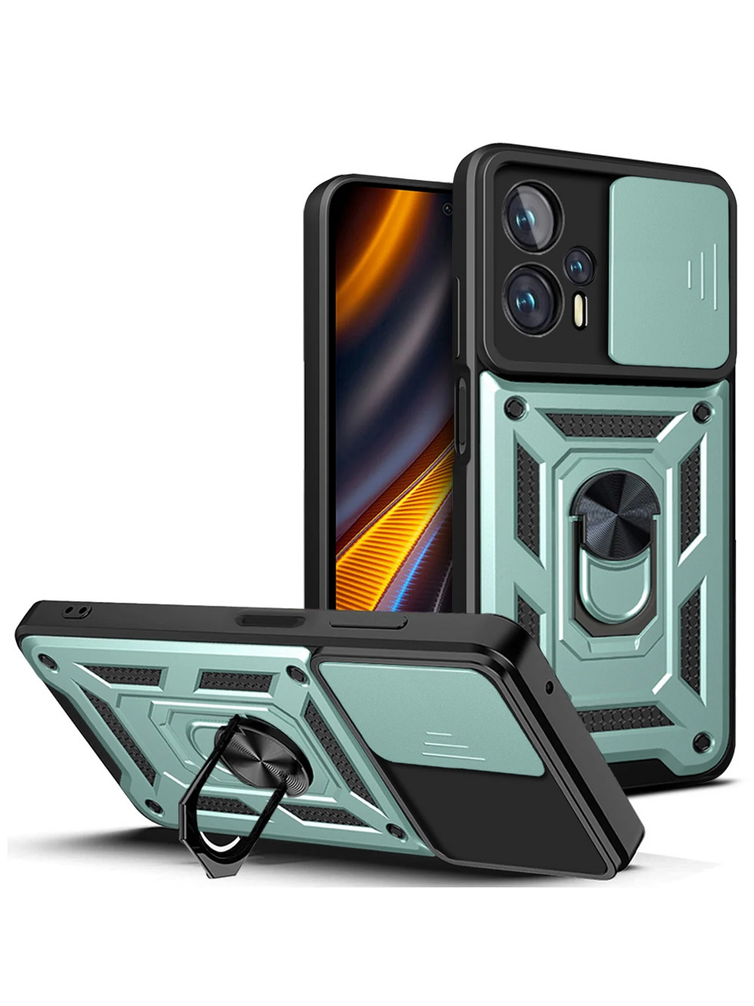 Зеленый чехол противоударный armors для Xiaomi Poco X4 GT / Поко Х4 ГТ с защитой камеры
