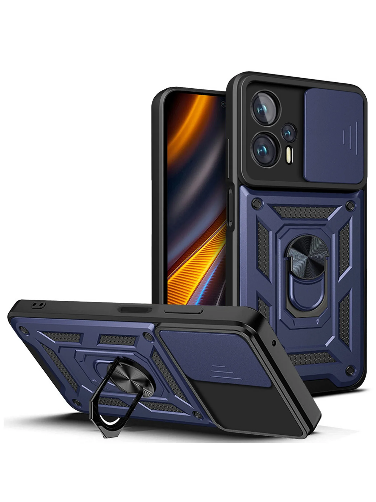 Темно-синий чехол противоударный armors для Xiaomi Poco X4 GT / Поко Х4 ГТ с защитой камеры