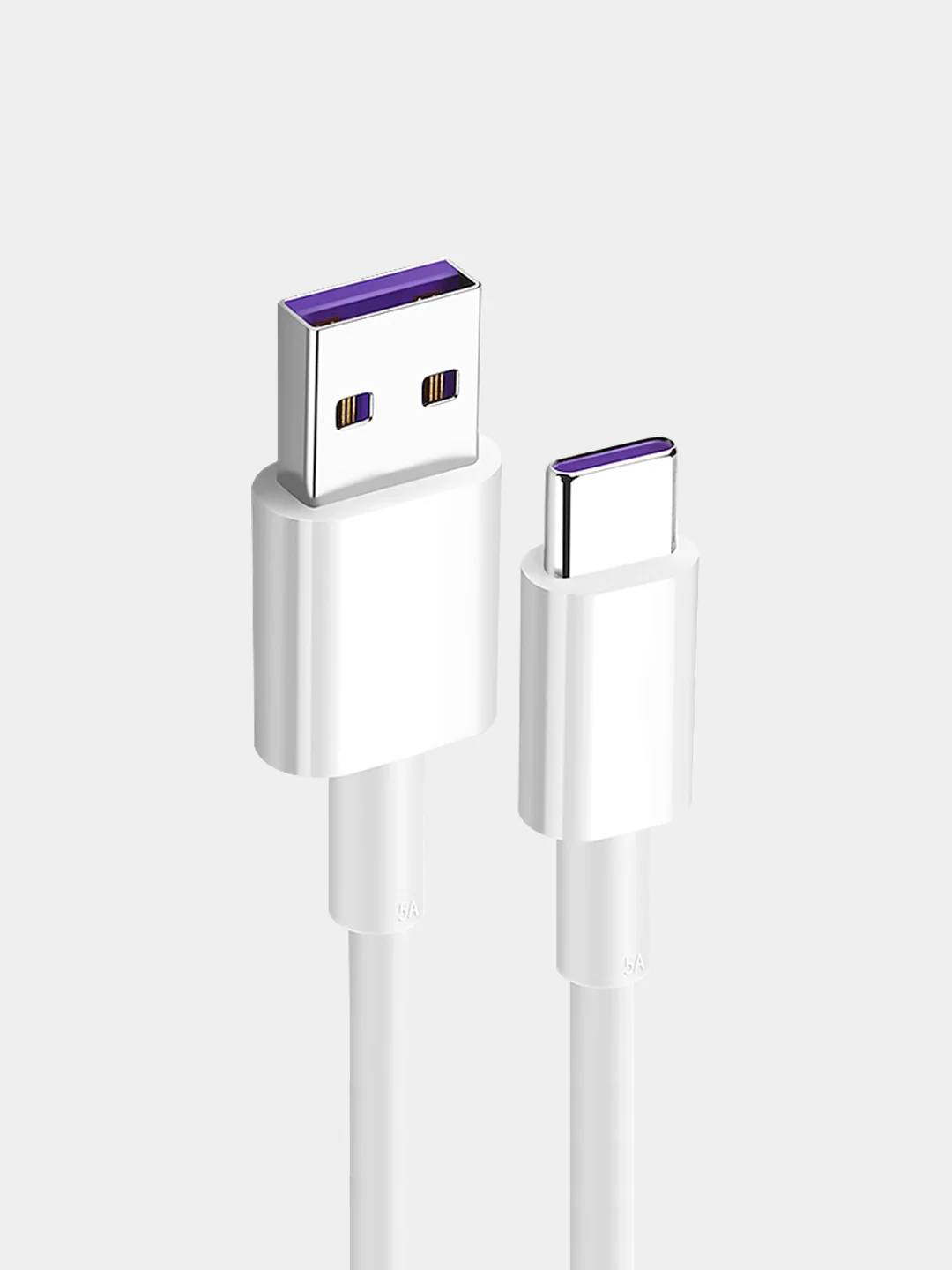 Белый кабель 5A USB Type-C, быстрая зарядка и передача данных