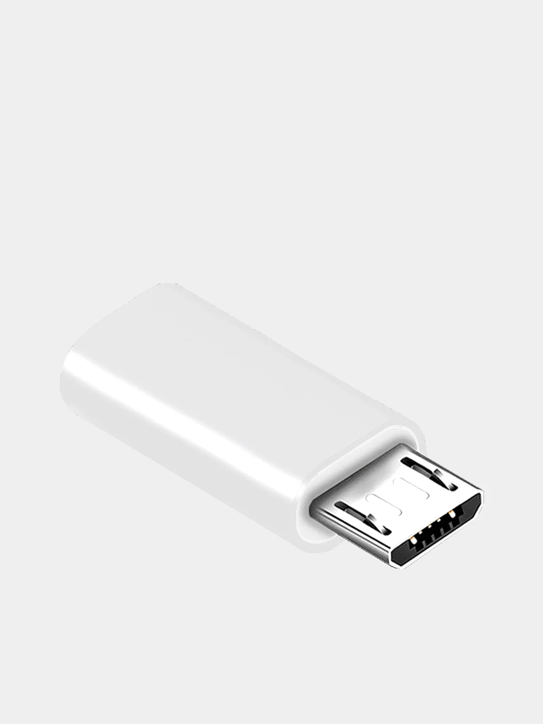 Белый адаптер переходник USB Type C на micro USB