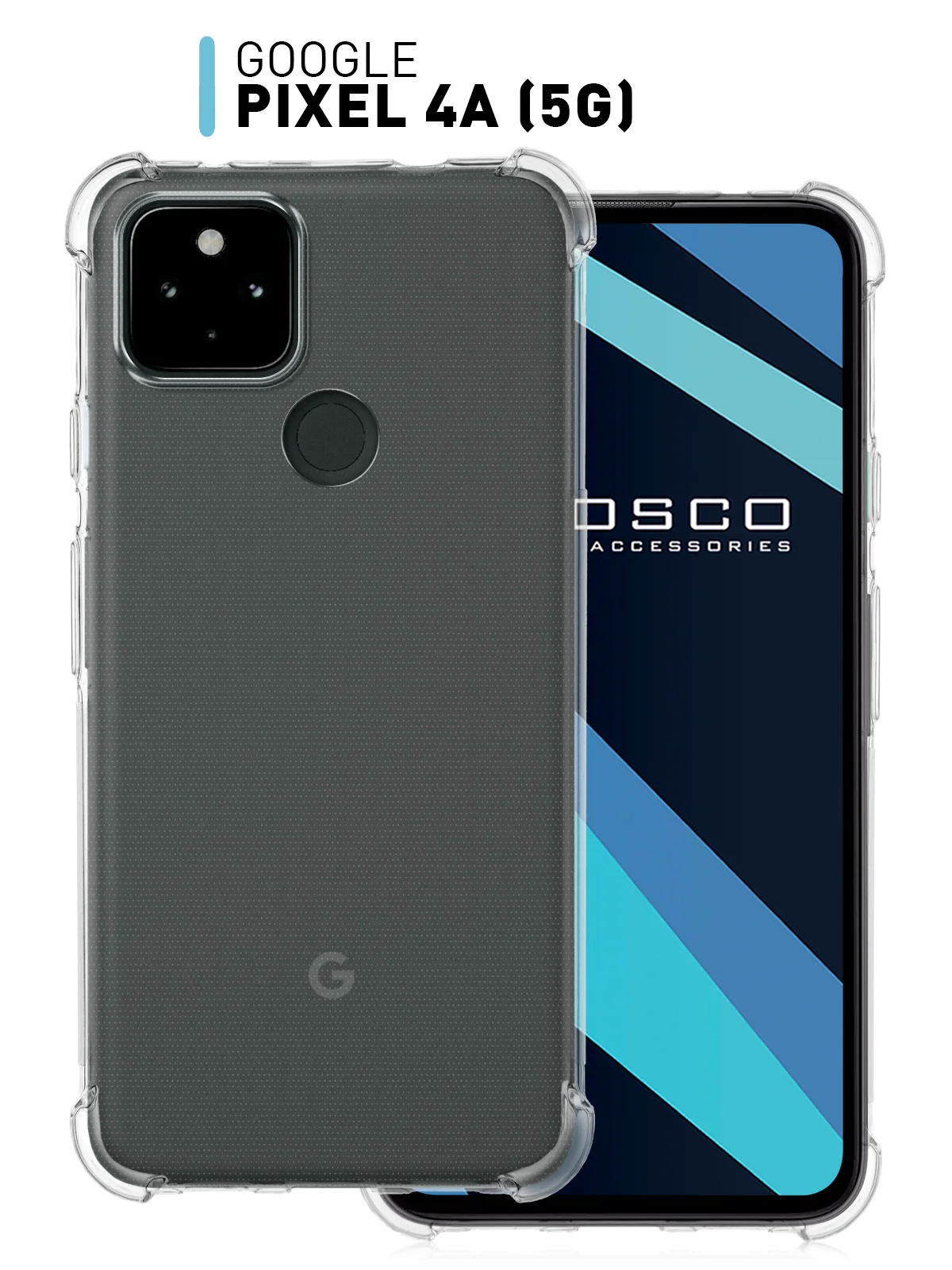 Прозрачный противоударный чехол для Google Pixel 4A 5G силиконовый ROSCO прозрачный, усиленныe углы