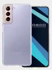 Прозрачный чехол для Samsung Galaxy S21 силиконовый ROSCO матовый/ прозрачный тонкий с защитой камер