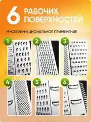 Терка шестисторонняя на силиконовой ножке 22х13х10 см