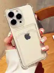 Чехол для iPhone (Айфон) 11, 14, 13, Pro, Max, 12, XR, XS, 7, 8, Plus, с карманом для карт, прозрачный