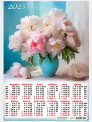 Пурпурный листовой календарь на 2025 год А2 50 видов. Символ года.Природа,цветы,животные,горы