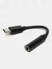 Черный адаптер переходник с USB Type-C на Jack 3,5мм/ белый