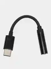 Черный адаптер переходник с USB Type-C на Jack 3,5мм/ белый