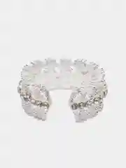Серебряный кольцо широкое кружевное, со стразами