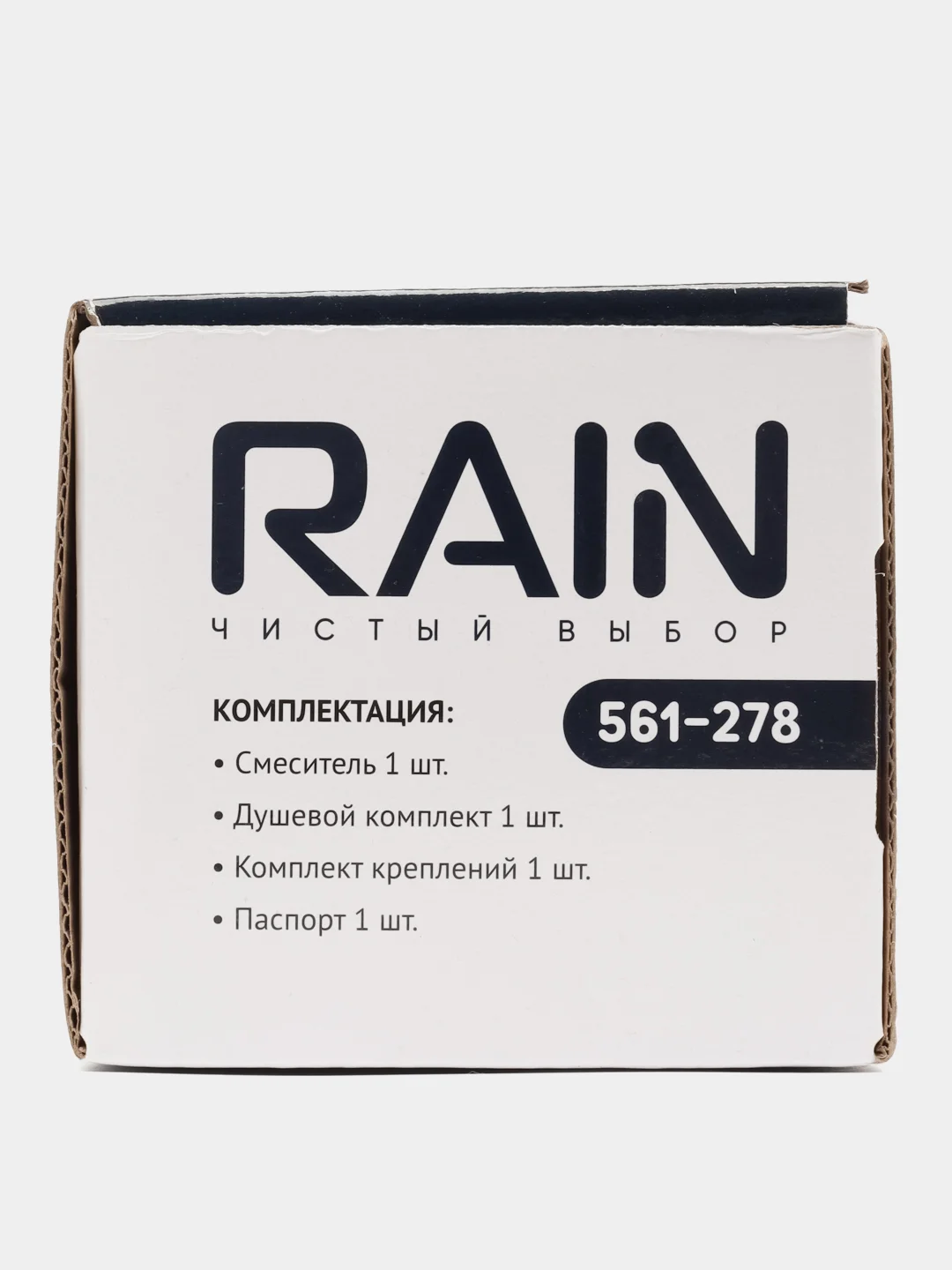 RAIN Смеситель для ванны Атриа, плоский излив 40см, душ набор, картридж 40мм, латунь, хром