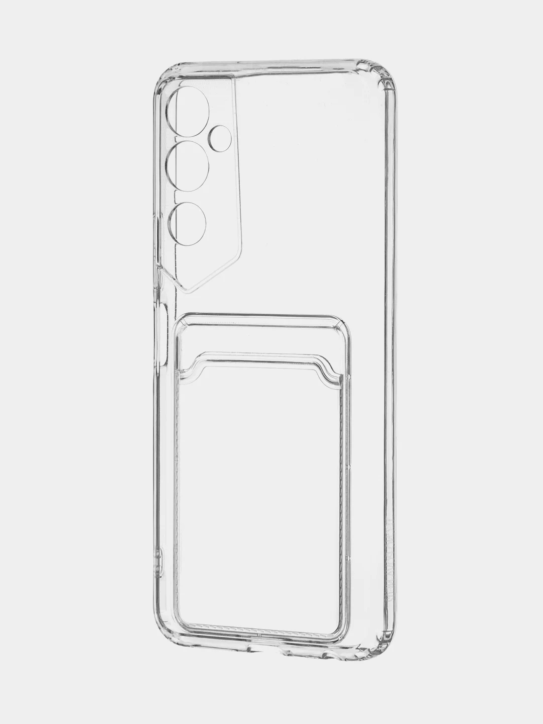Прозрачный чехол для Tecno Pova Neo 2 силиконовый BROSCORP с бортиком- защитой камер, карман для карт
