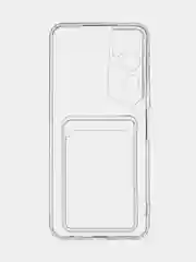 Прозрачный чехол для Tecno Pova Neo 2 силиконовый BROSCORP с бортиком- защитой камер, карман для карт