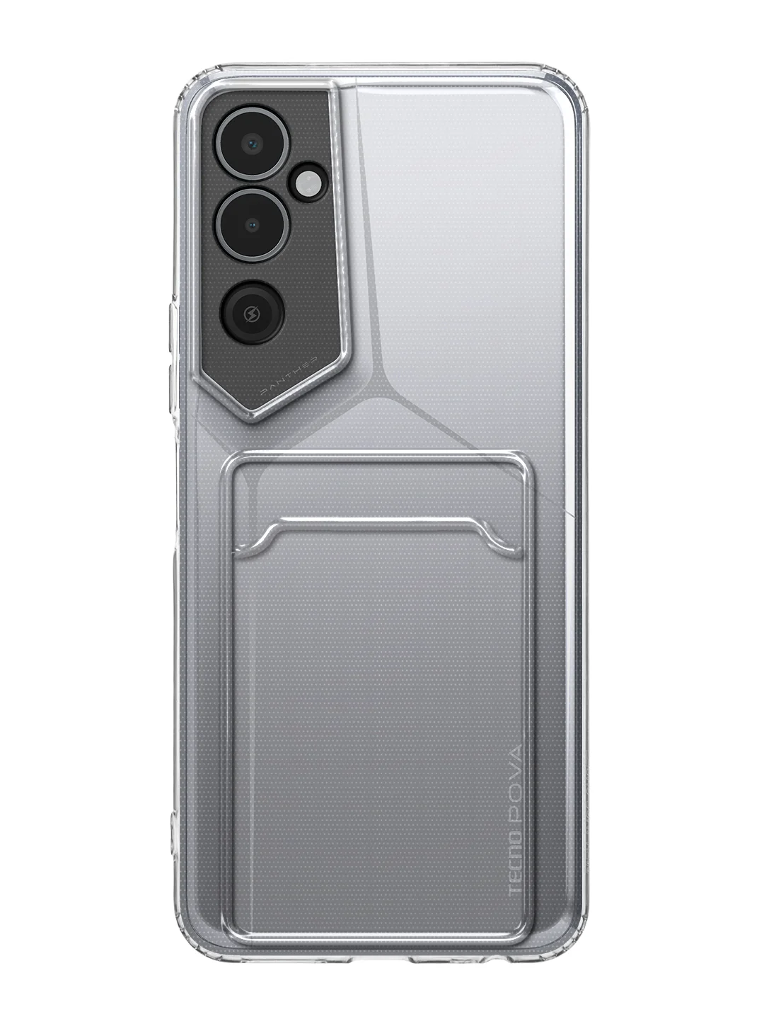 Прозрачный чехол для Tecno Pova Neo 2 силиконовый BROSCORP с бортиком- защитой камер, карман для карт