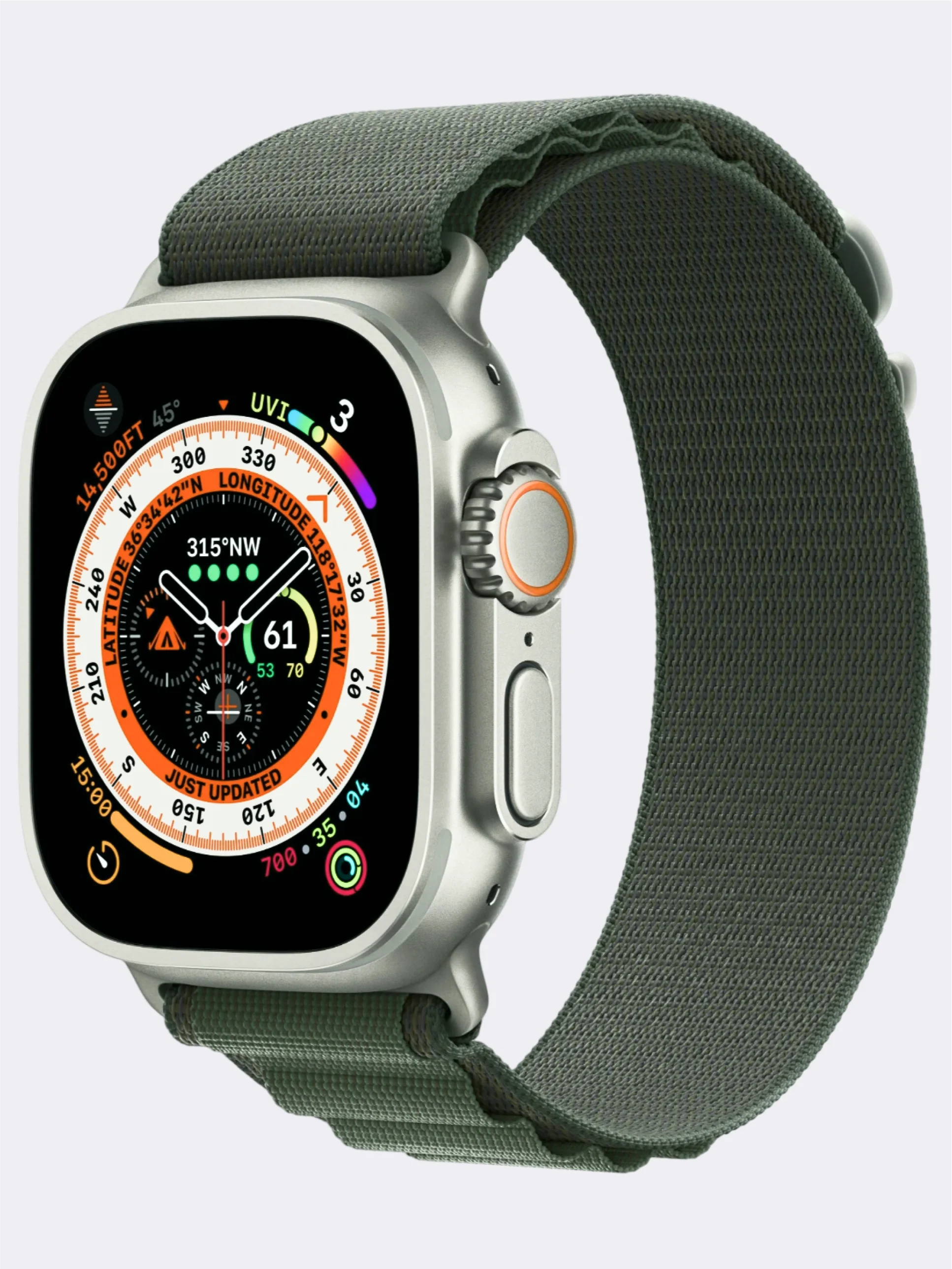 Зелёный хаки ремешок для смарт-часов Apple Watch Alpine Loop "Альпийская петля", нейлоновый, 42-49 мм