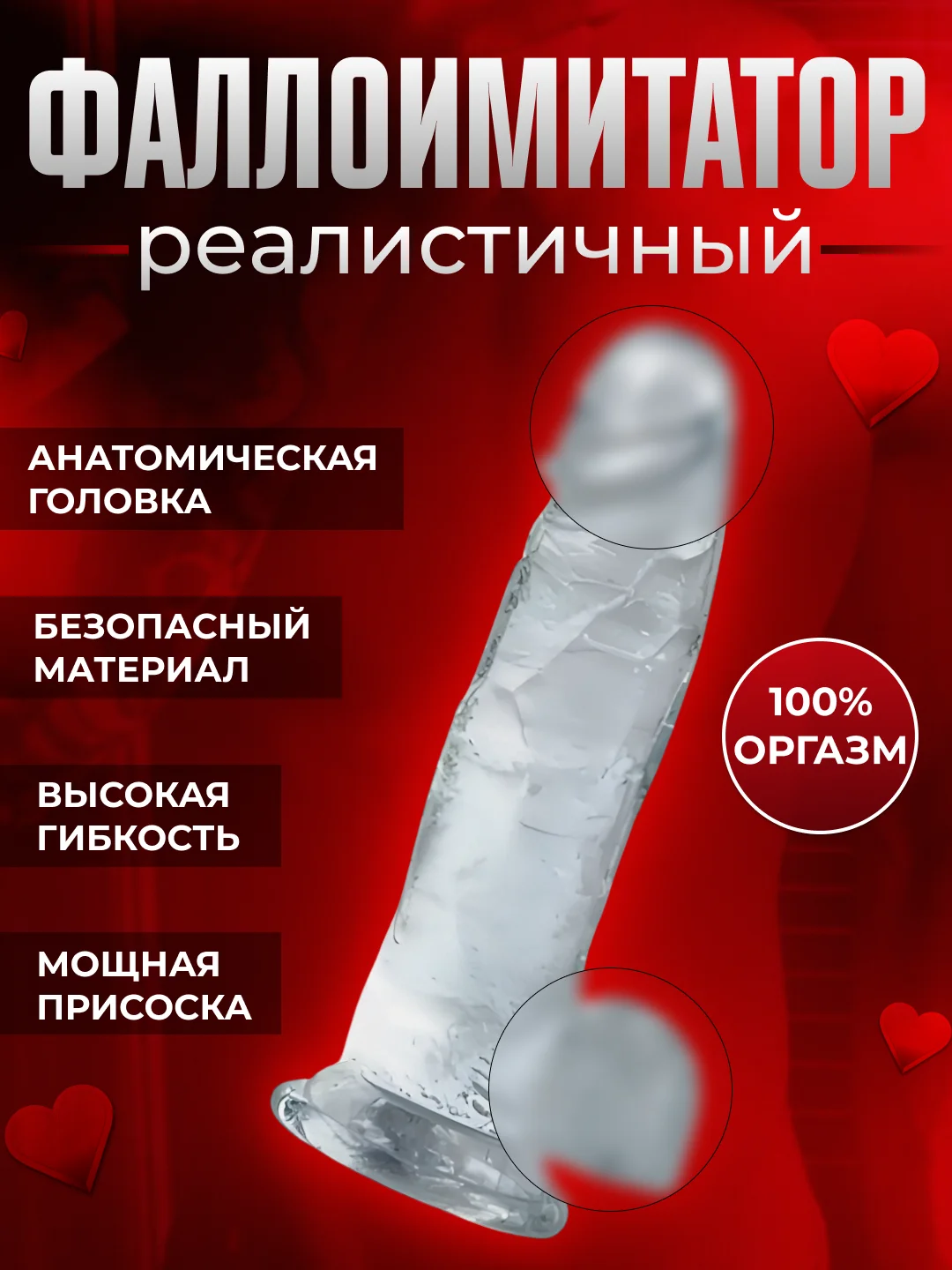 Прозрачный фаллоимитатор-дилдо на присоске, реалистичный член, силиконовый фалос для секса, 3 размера