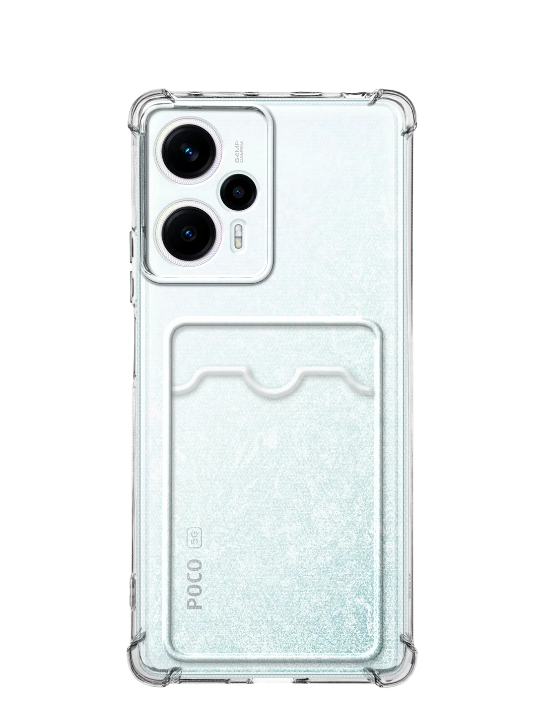 Прозрачный чехол для Xiaomi Redmi Note 12 Turbo, Poco F5 противоударный BROSCORP с карманом для карт