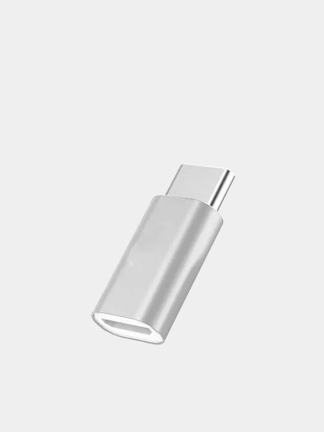 Серебряный адаптер переходник USB Type-C otg micro USB