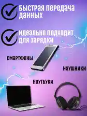 Кабель Type-C to Type-C 100W 10A быстрая зарядка, нейлоновый