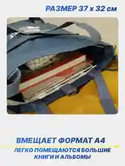 Синий меланж сумка шоппер для девочек школьная, повседневная, подростковая, на замке