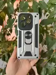 Серебряный чехол противоударный military для Infinix Hot 40 и 40 Pro / Инфиникс Хот 40 и 40 Про