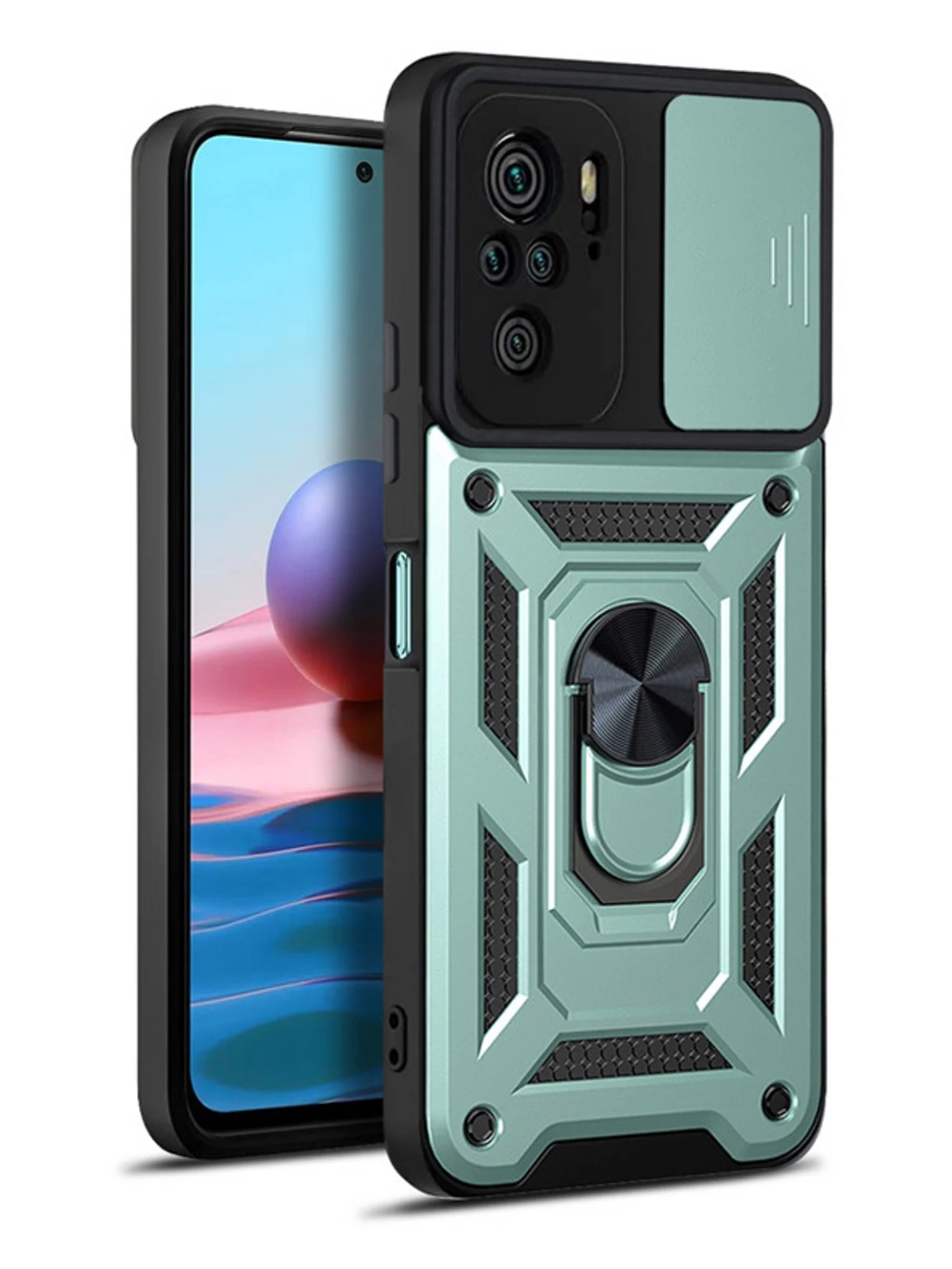 Зеленый чехол противоударный armors для Xiaomi Poco M5s и Redmi Note 10 4G и Redmi Note 10S