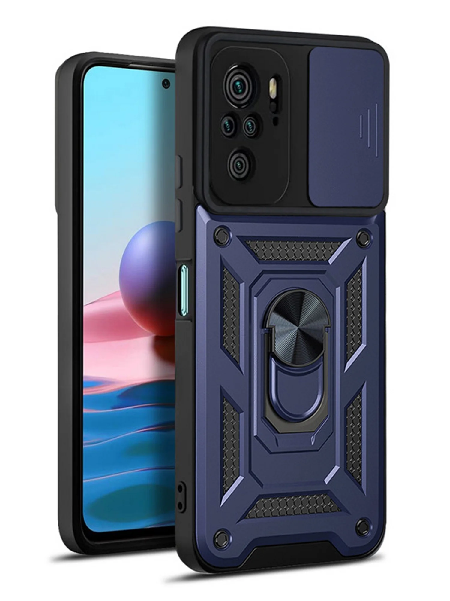 Темно-синий чехол противоударный armors для Xiaomi Poco M5s и Redmi Note 10 4G и Redmi Note 10S