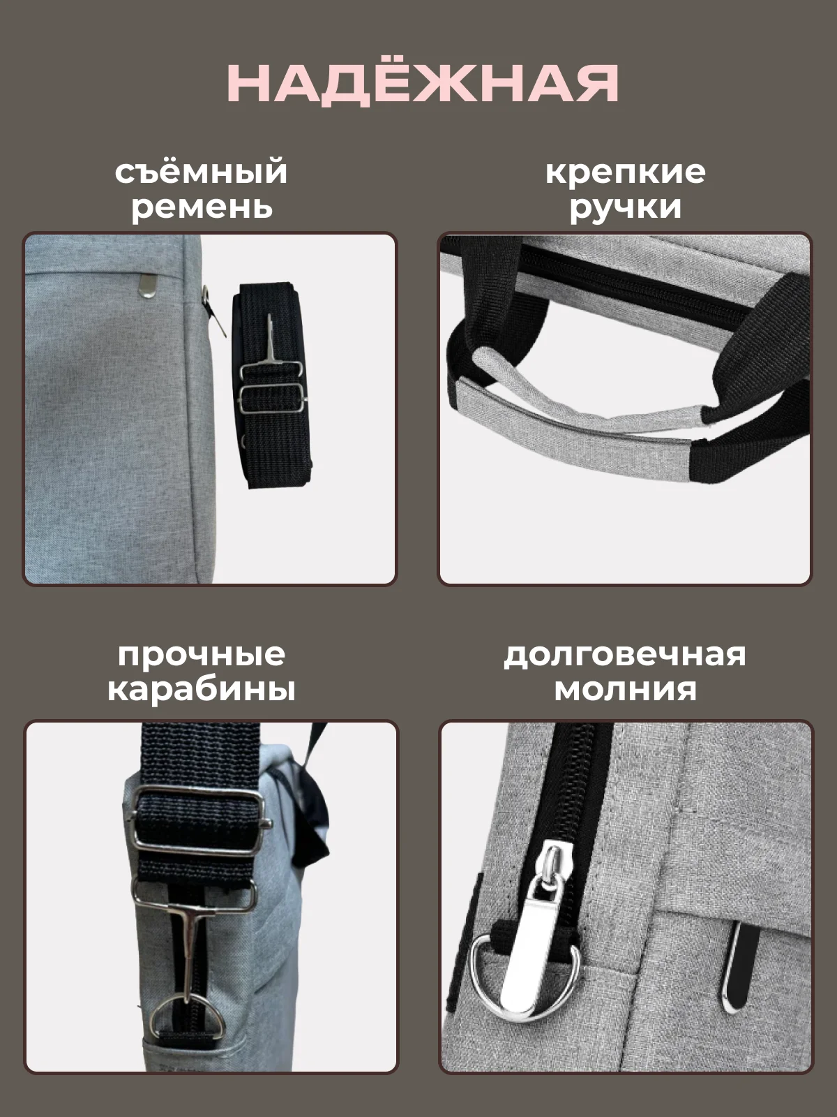 Серый сумка для ноутбука 15,6, планшета, документов через плечо