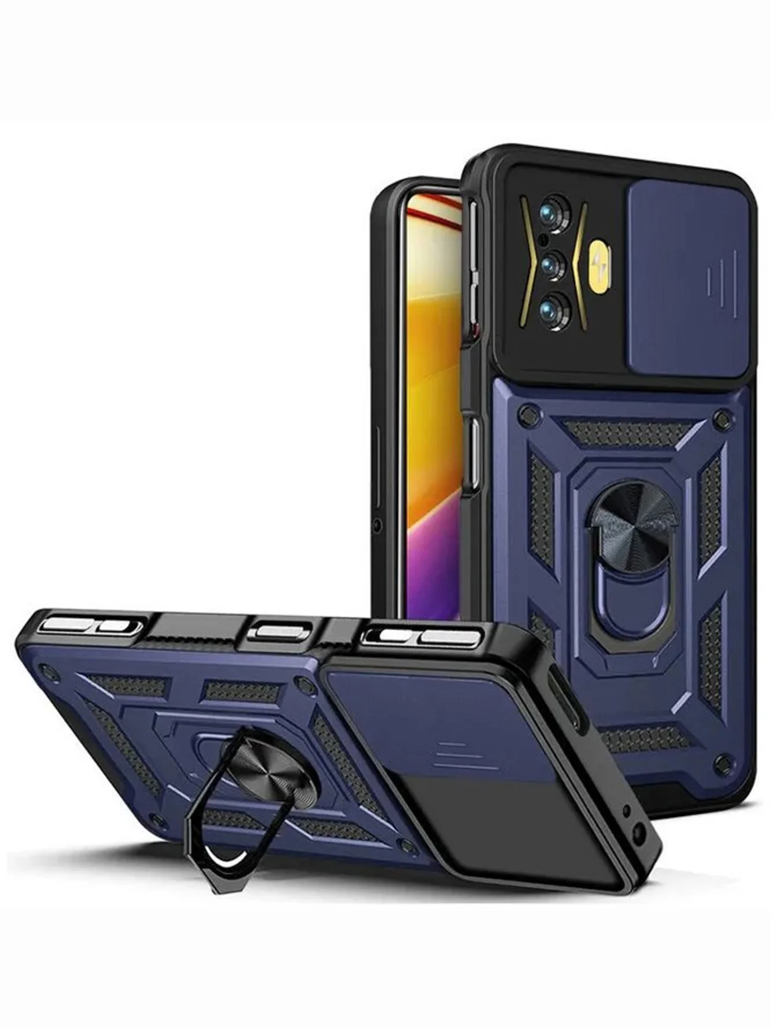 Темно-синий чехол противоударный armors для Xiaomi Poco F4 GT / Поко Ф4 ГТ с защитой камеры