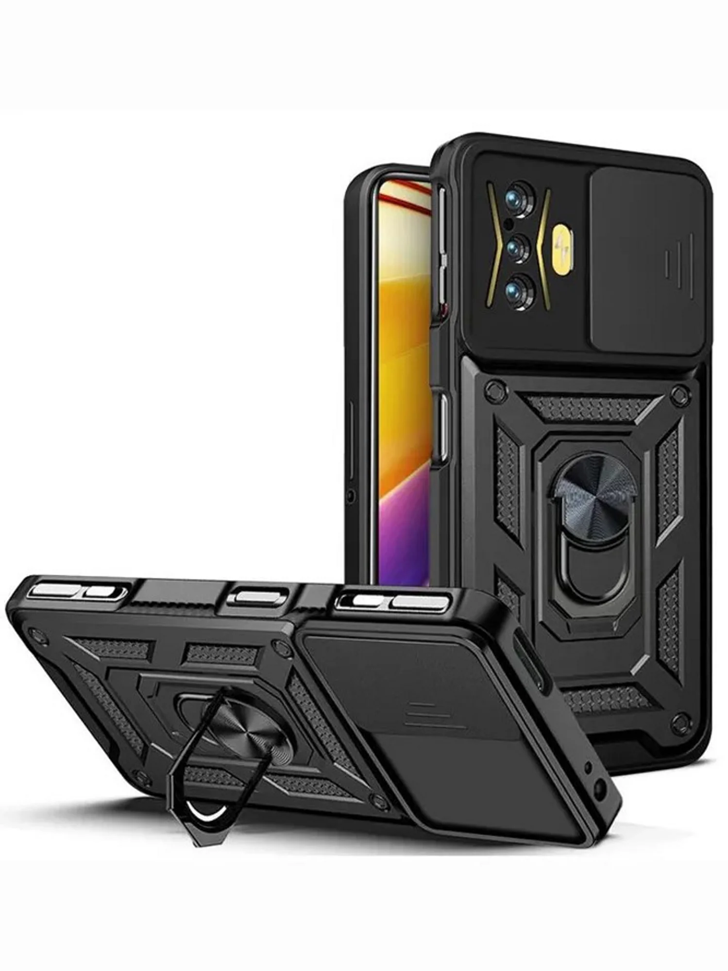 Черный чехол противоударный armors для Xiaomi Poco F4 GT / Поко Ф4 ГТ с защитой камеры