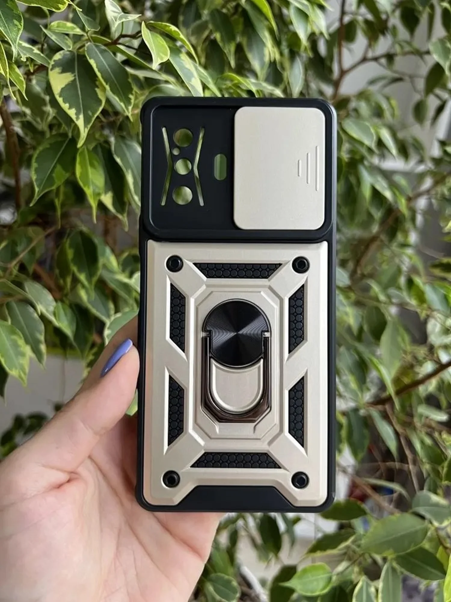 Золотой чехол противоударный armors для Xiaomi Poco F4 GT / Поко Ф4 ГТ с защитой камеры