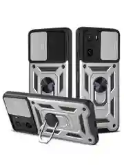 Серебряный чехол противоударный armors для Xiaomi Poco F3 / Поко Ф3 с защитой камеры