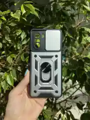 Серебряный чехол противоударный armors для Xiaomi Poco F3 / Поко Ф3 с защитой камеры