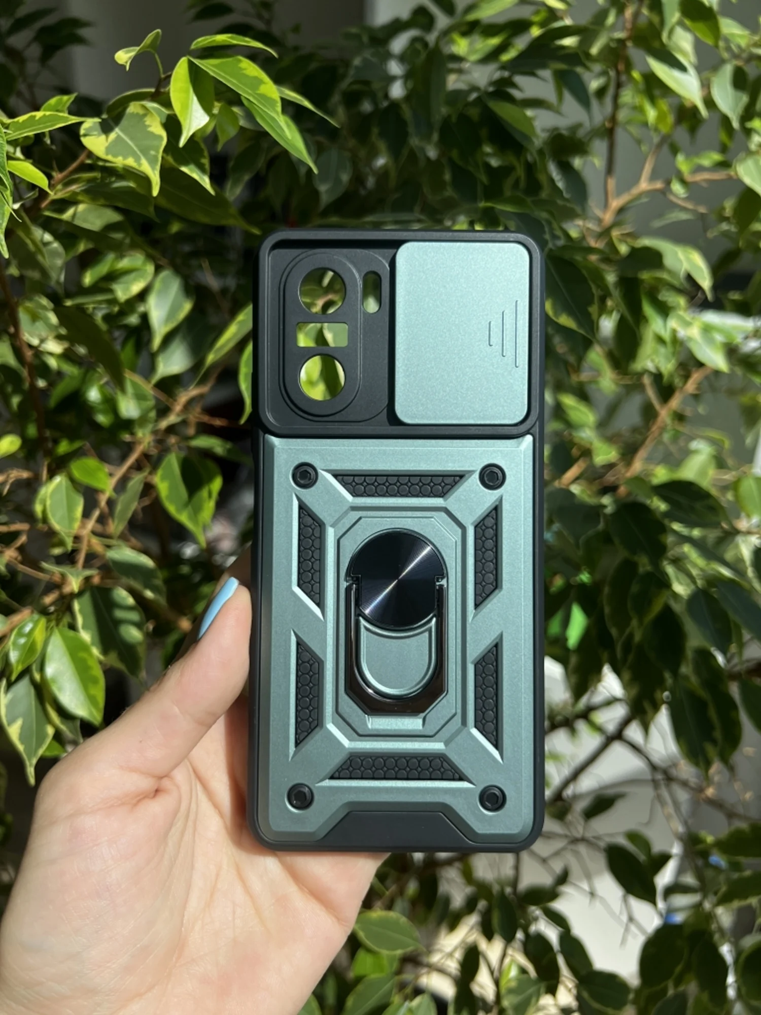Зеленый чехол противоударный armors для Xiaomi Poco F3 / Поко Ф3 с защитой камеры