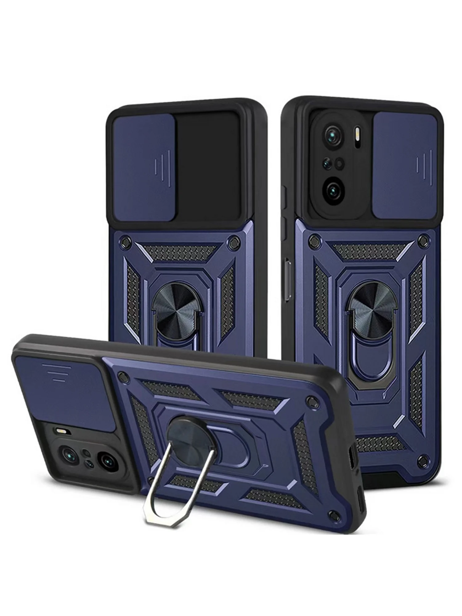 Темно-синий чехол противоударный armors для Xiaomi Poco F3 / Поко Ф3 с защитой камеры