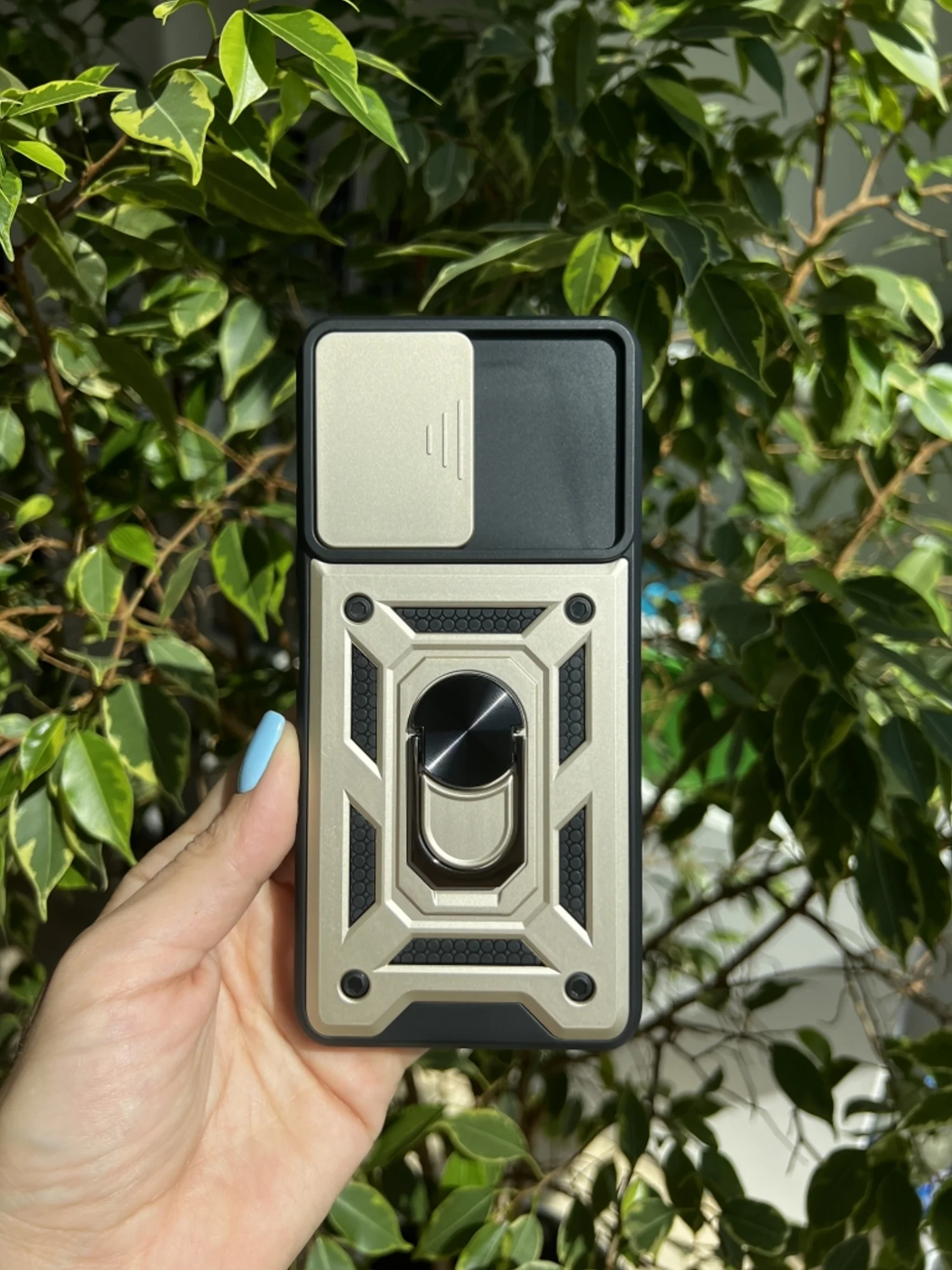 Золотой чехол противоударный armors для Xiaomi Poco F3 / Поко Ф3 с защитой камеры
