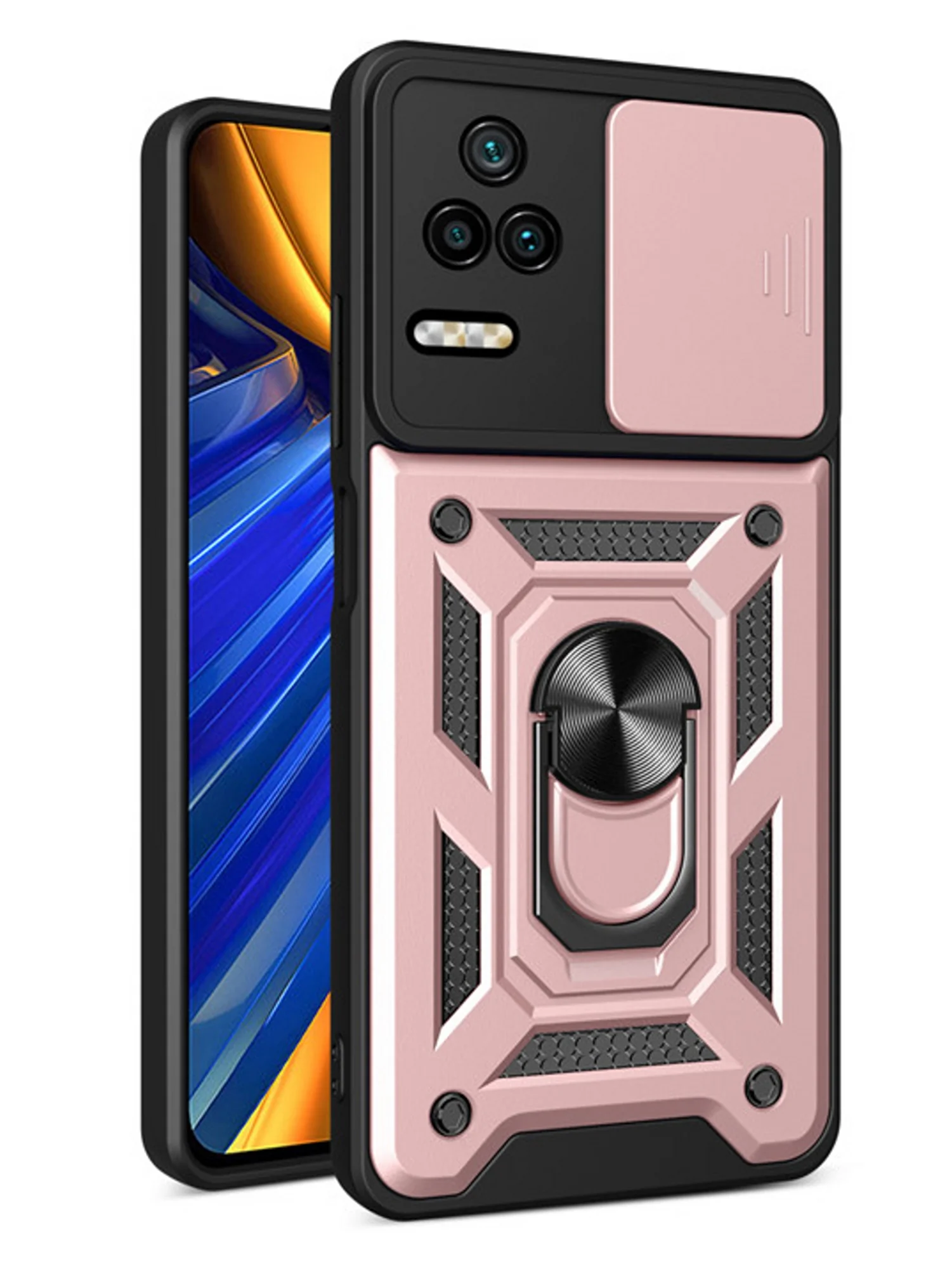 Розовый чехол противоударный armors для Xiaomi Poco F4 / Поко Ф4 с защитой камеры
