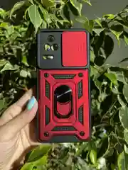 Красный чехол противоударный armors для Xiaomi Poco F4 / Поко Ф4 с защитой камеры