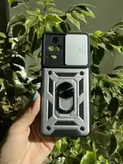 Серебряный чехол противоударный armors для Xiaomi Poco F4 / Поко Ф4 с защитой камеры